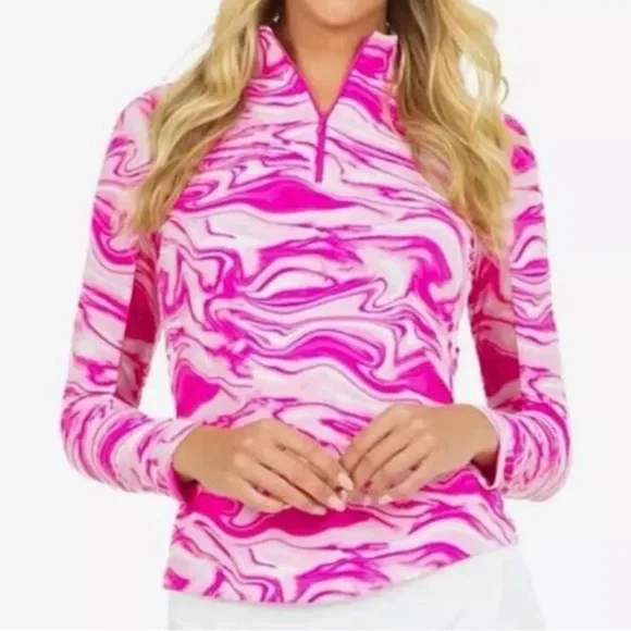 IBKUL Devin Hot Pink Quarter Zip Pullover Size M - Picture 9 of 9